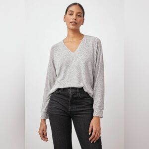Rails Women's Thalia Long Sleeve T-shirt Top Melange Grey Size S Soft Lounge